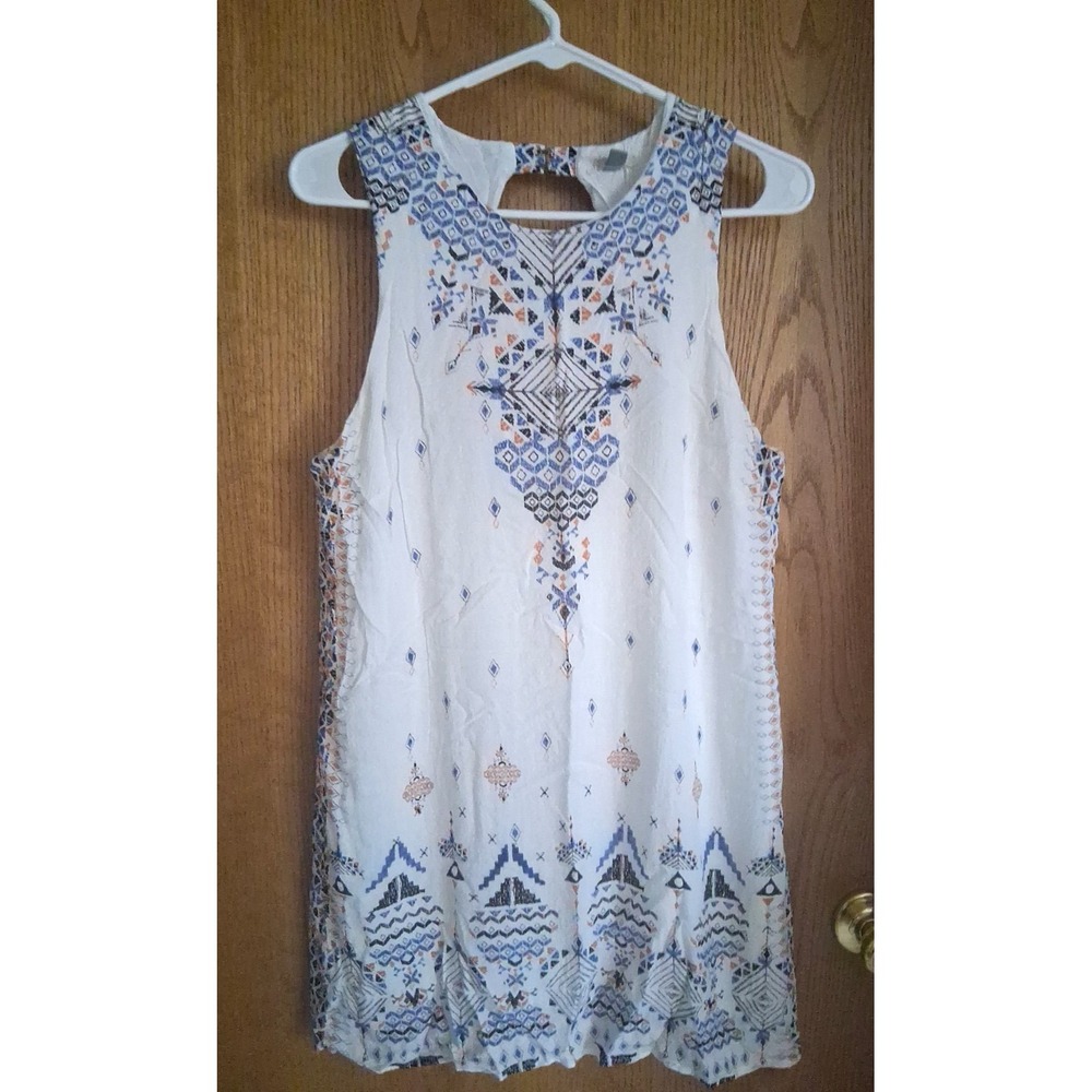 Urban Outfitters Ecote' Guinevere White Tribal Print Mini Dress Size L Festival